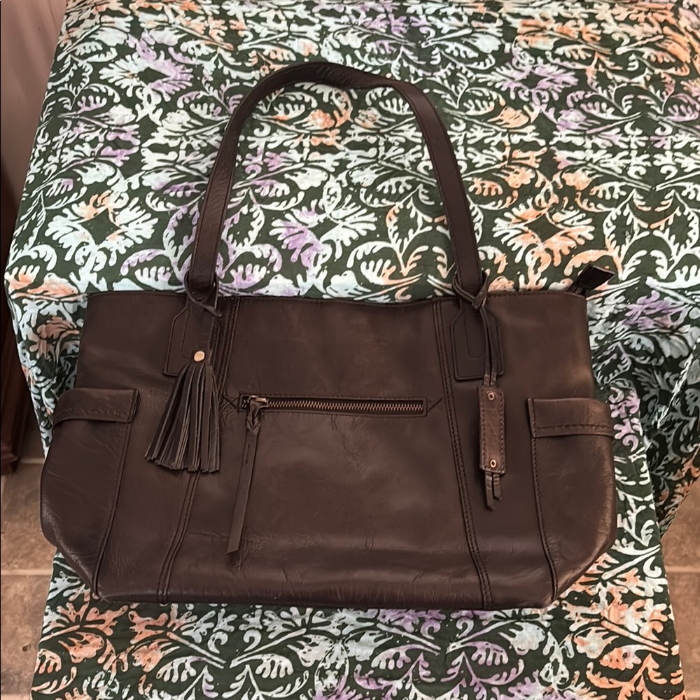 Elegant Brown Leather Tote Bag by Diba True